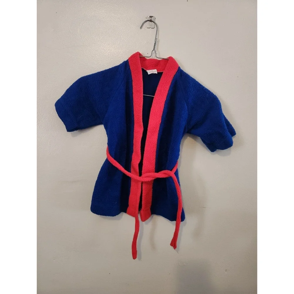 Vintage Dr.‎ Denton Red Blue Size 2 Flame Resistant Robe Red And Blue With Tie